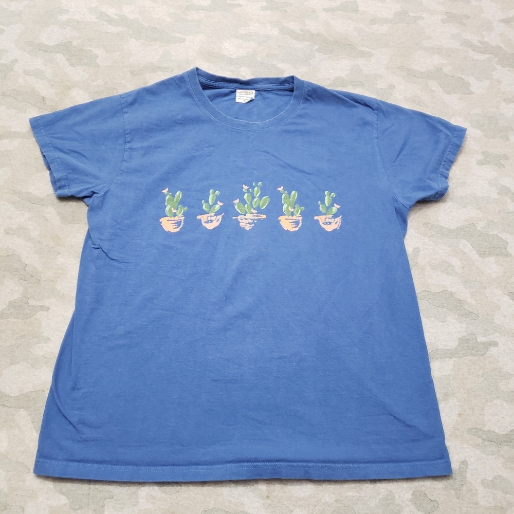 Crazy Shirts Top Womens XL‎ Blue Short Sleeve Cactus